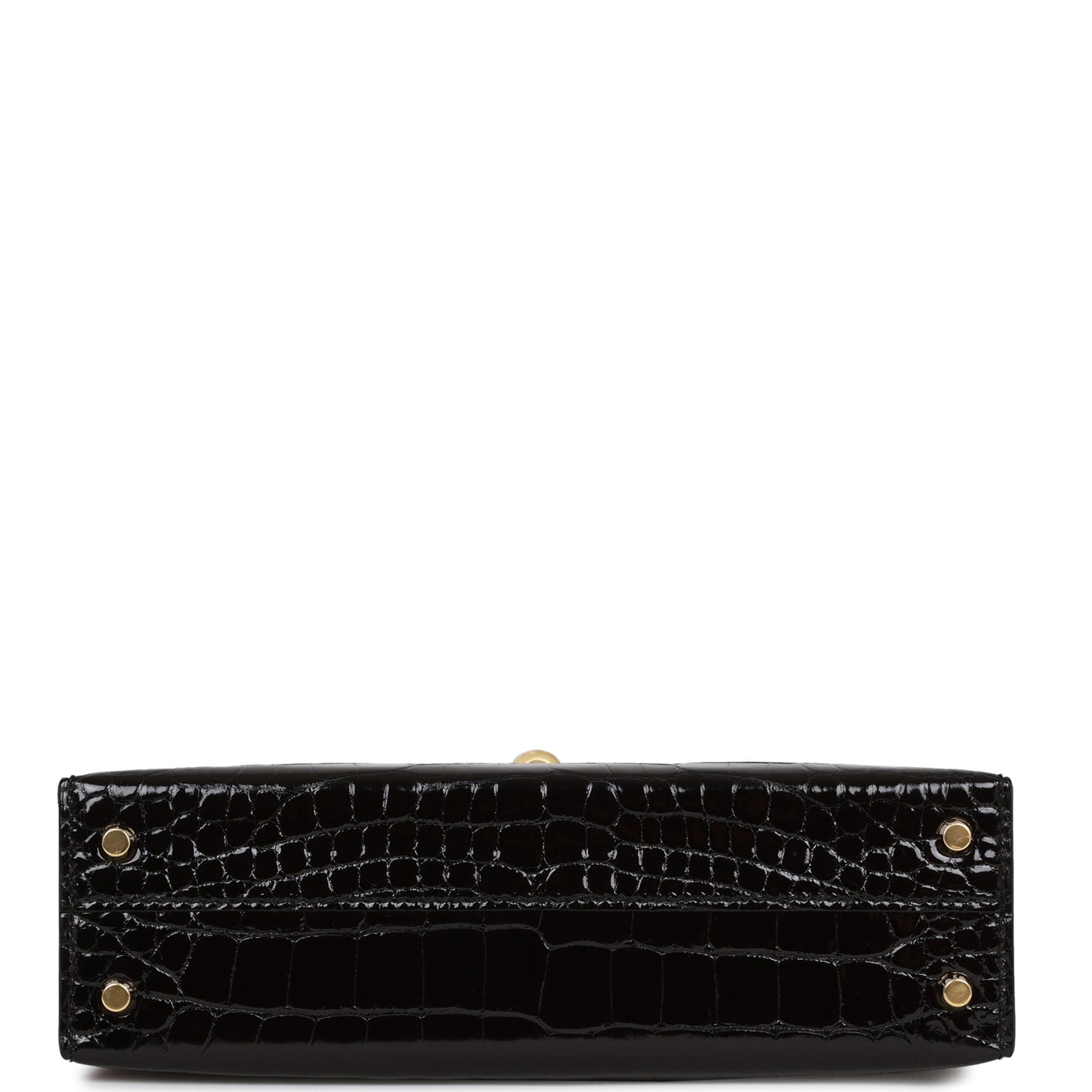 Hermes Kelly Sellier 20 Black Shiny Alligator Gold Hardware