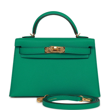 Hermes Kelly Sellier 20 Vert Jade Epsom Gold Hardware