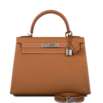 Hermes Kelly Sellier 28 Gold Epsom Palladium Hardware