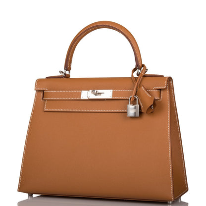 Hermes Kelly Sellier 28 Gold Epsom Palladium Hardware