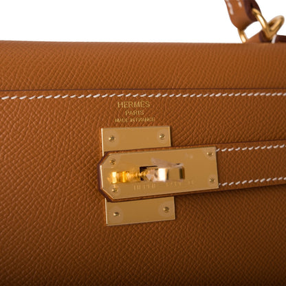 Hermes Kelly Sellier 28 Gold Epsom Gold Hardware