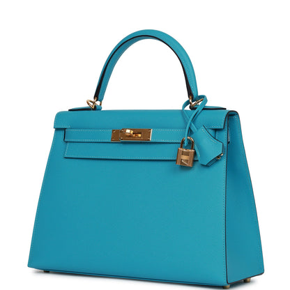 Hermes Kelly Sellier 28 Bleu du Nord Epsom Gold Hardware