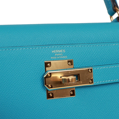 Hermes Kelly Sellier 28 Bleu du Nord Epsom Gold Hardware