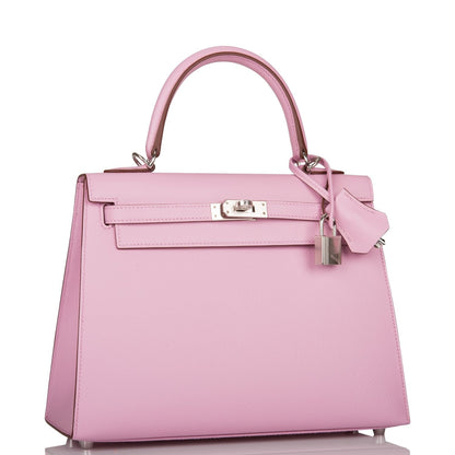 Hermes Kelly Sellier 25 Mauve Sylvestre Epsom Palladium Hardware