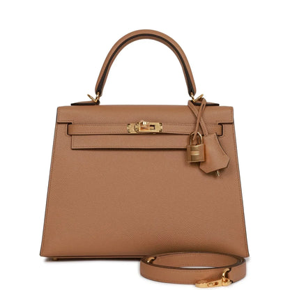 Hermes Kelly Sellier 25 Chai Epsom Gold Hardware