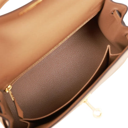 Hermes Kelly Sellier 25 Chai Epsom Gold Hardware