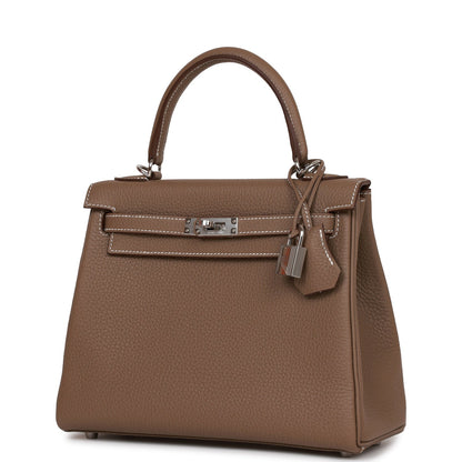 Hermes Kelly Retourne 25 Etoupe Togo Palladium Hardware