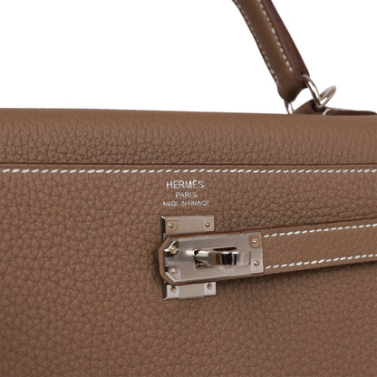 Hermes Kelly Retourne 25 Etoupe Togo Palladium Hardware