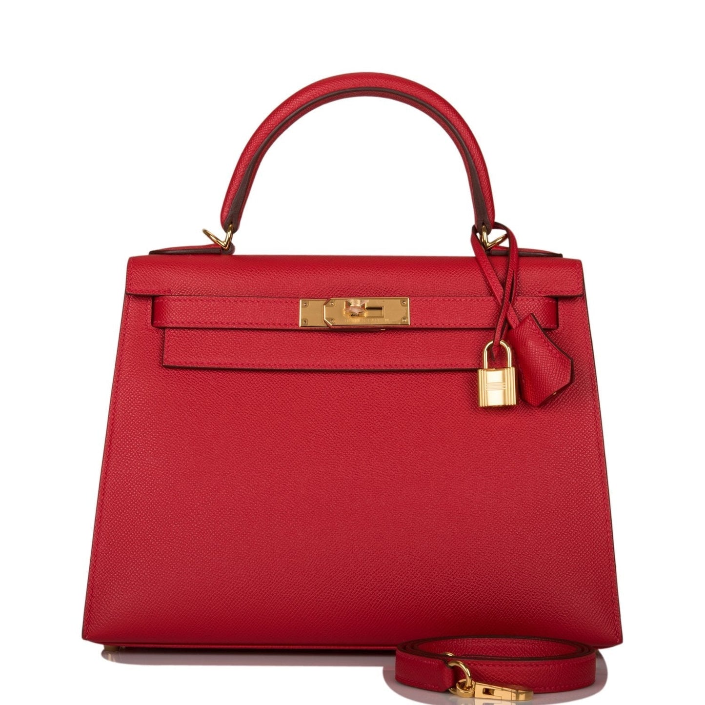 Hermes Kelly Sellier 28 Rouge Casaque Epsom Gold Hardware