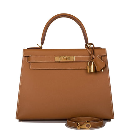 Hermes Kelly Sellier 28 Gold Epsom Gold Hardware