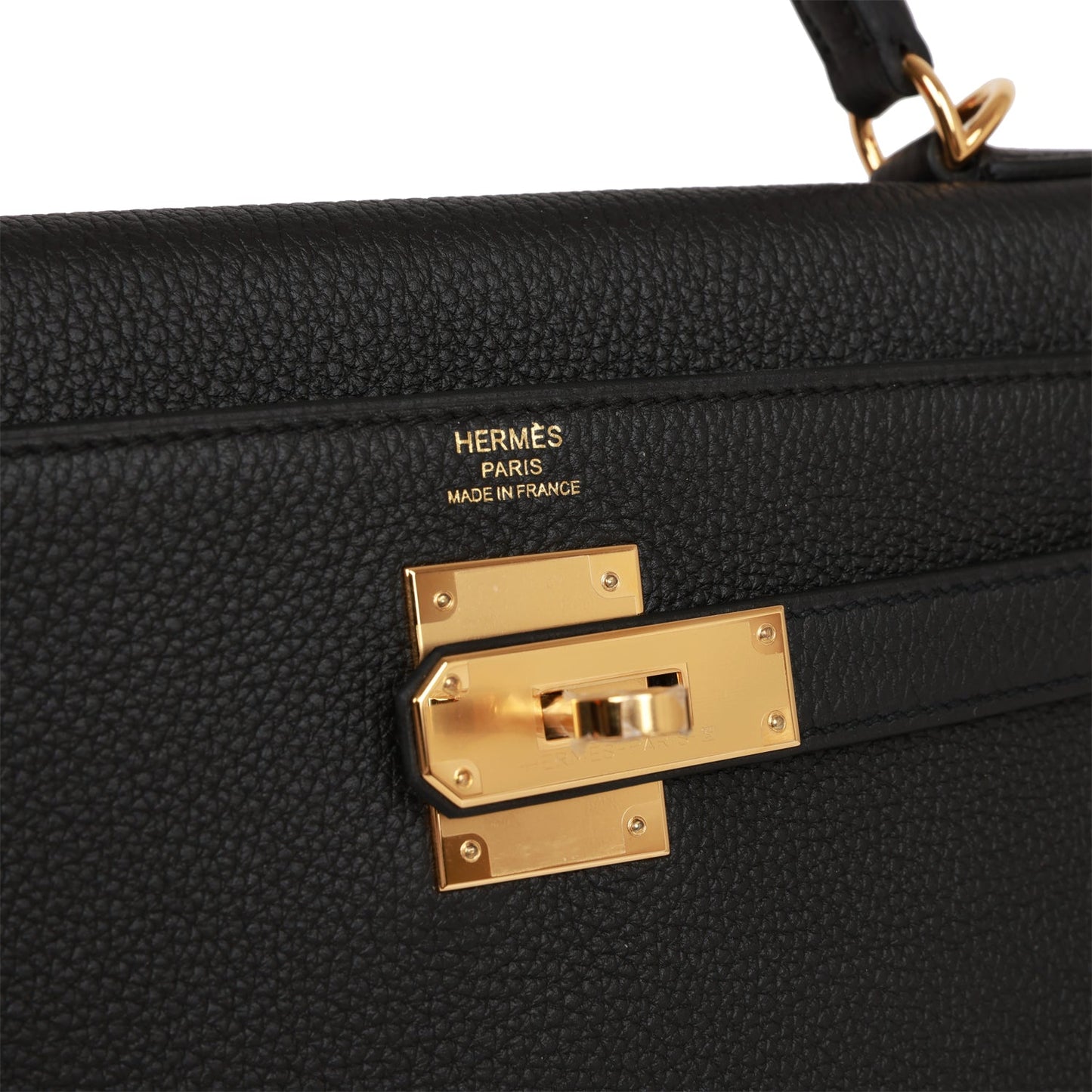 Hermes Kelly Retourne 28 Black Togo Gold Hardware