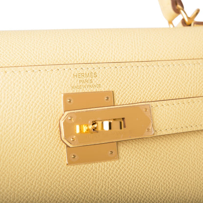 Hermes Kelly Sellier 28 Jaune Poussin Epsom Gold Hardware