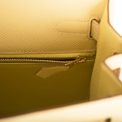 Hermes Kelly Sellier 28 Jaune Poussin Epsom Gold Hardware