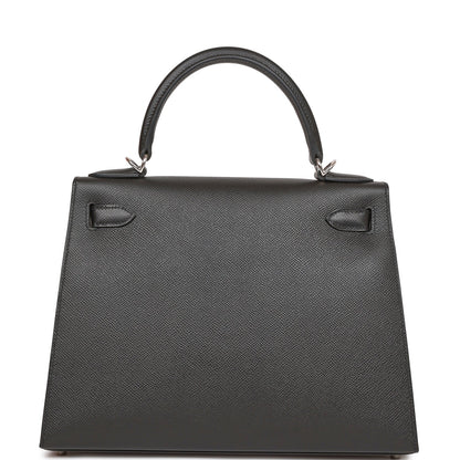 Hermes Kelly Sellier 28 Black Epsom Palladium Hardware