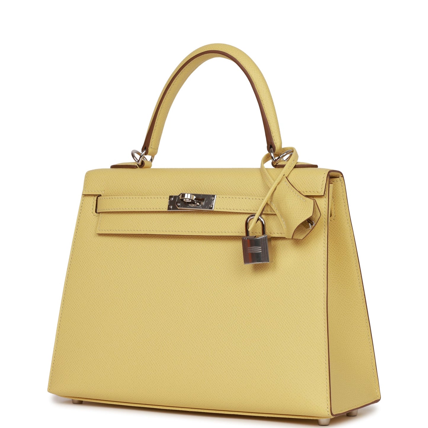 Hermes Kelly Sellier 25 Jaune Poussin Epsom Palladium Hardware