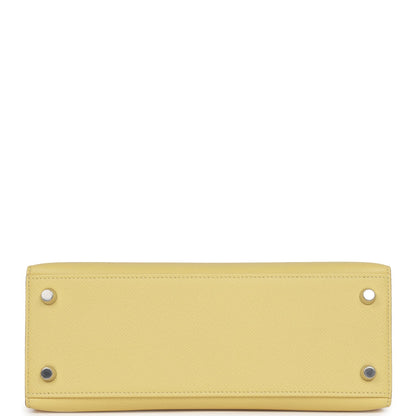 Hermes Kelly Sellier 25 Jaune Poussin Epsom Palladium Hardware