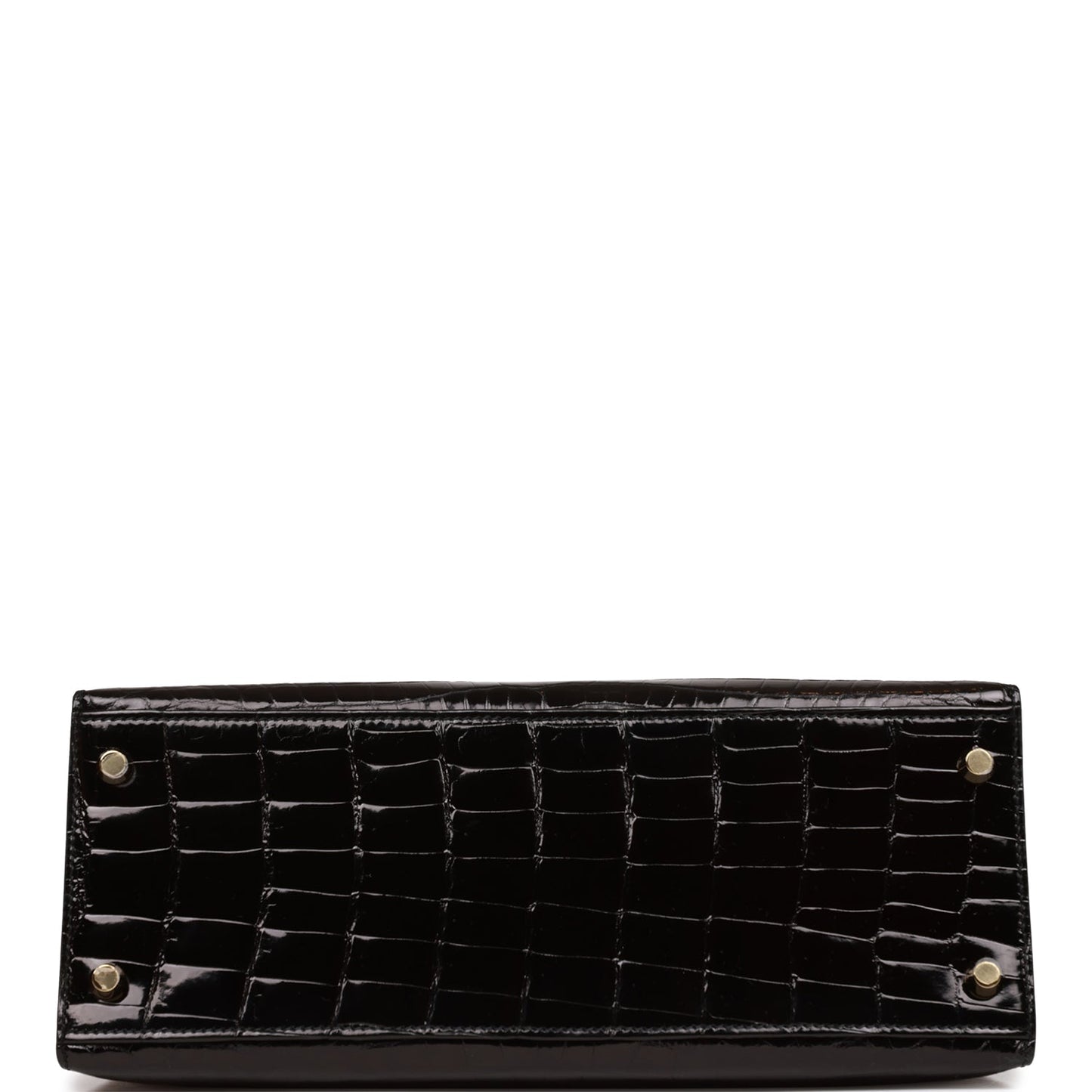 Hermes Kelly Sellier 28 Black Shiny Niloticus Crocodile Gold Hardware