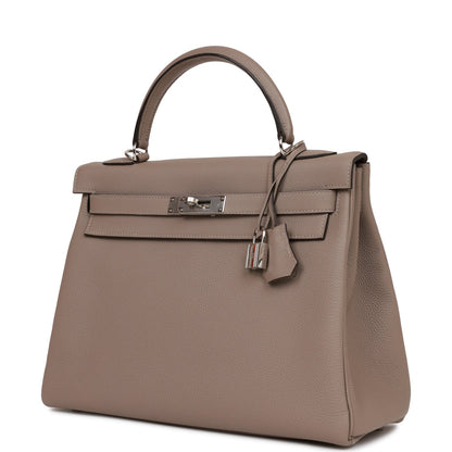 Hermes Kelly Retourne 32 Gris Asphalte Togo Palladium Hardware