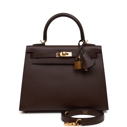 Hermes Kelly Sellier 25 Rouge Sellier Epsom Gold Hardware