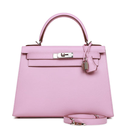 Hermes Kelly Sellier 28 Mauve Sylvestre Epsom Palladium Hardware