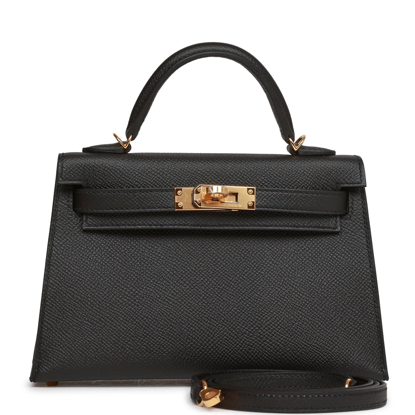 Hermes Kelly Sellier 20 Black Epsom Gold Hardware