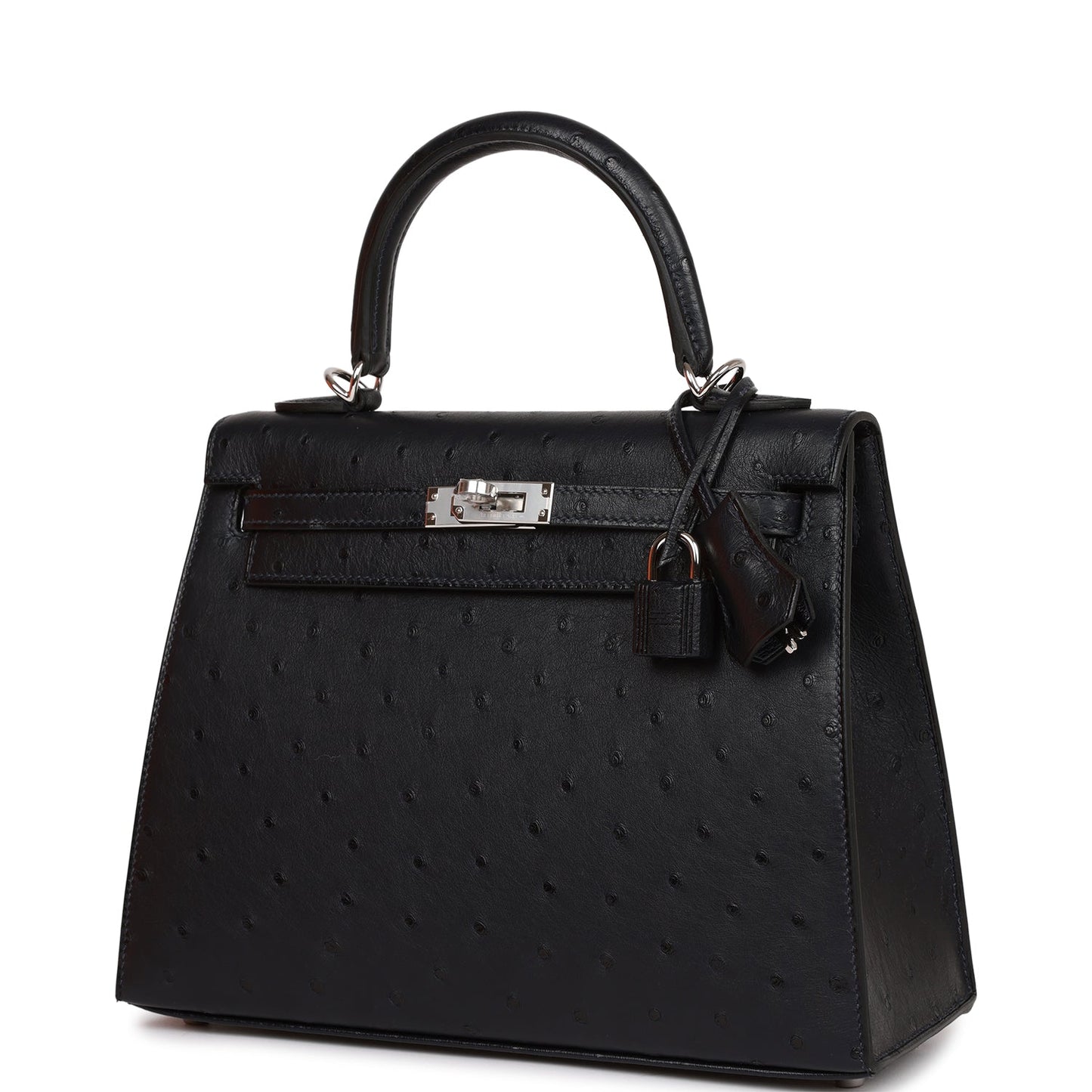 Hermes Kelly Sellier 25 Caban Ostrich Palladium Hardware