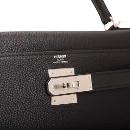 Hermes Kelly Retourne 28 Black Togo Palladium Hardware