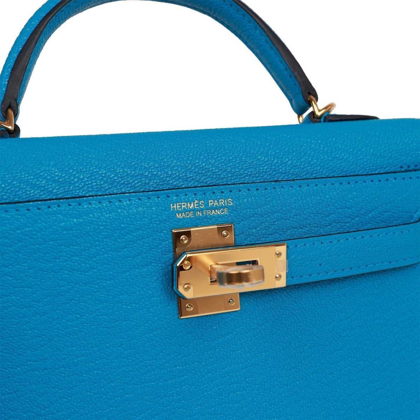 Hermes Kelly Sellier 20 Bleu Frida Chevre Gold Hardware