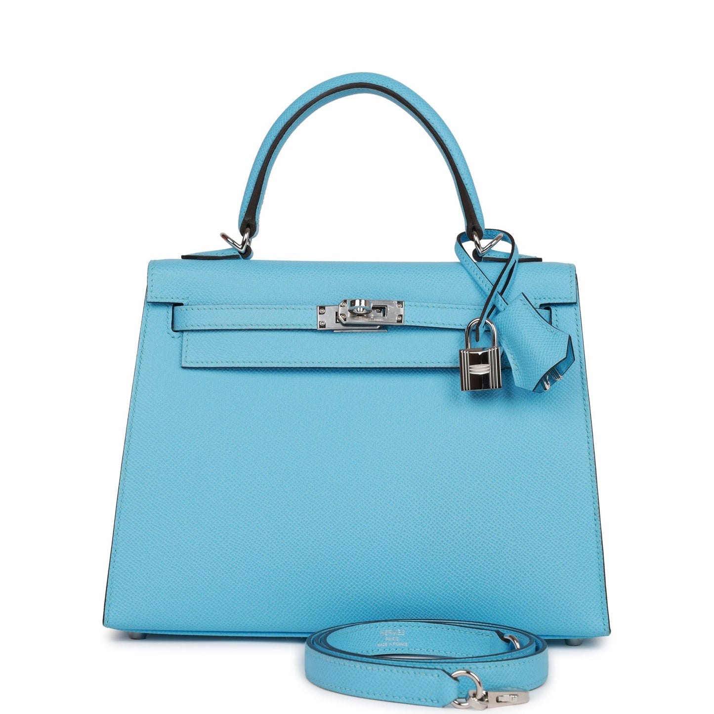 Hermes Kelly Sellier 25 Celeste Epsom Palladium Hardware