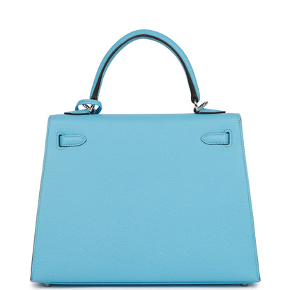 Hermes Kelly Sellier 25 Celeste Epsom Palladium Hardware