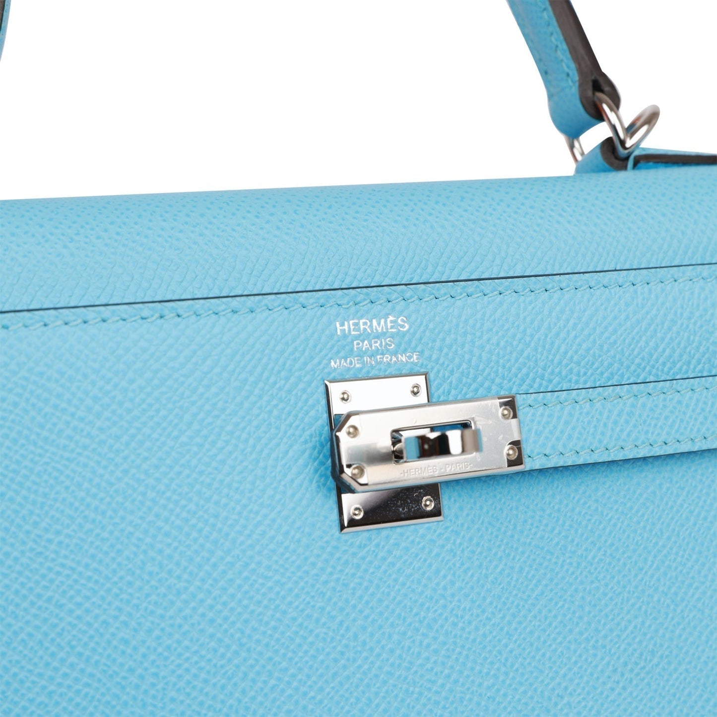 Hermes Kelly Sellier 25 Celeste Epsom Palladium Hardware