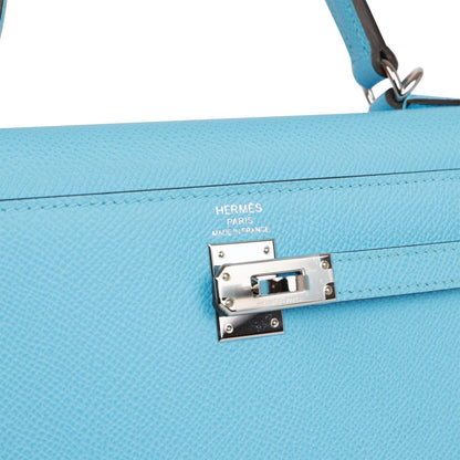 Hermes Kelly Sellier 25 Celeste Epsom Palladium Hardware