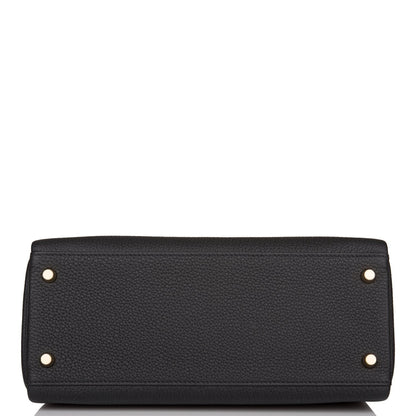 Hermes Kelly Retourne 28 Black Togo Gold Hardware