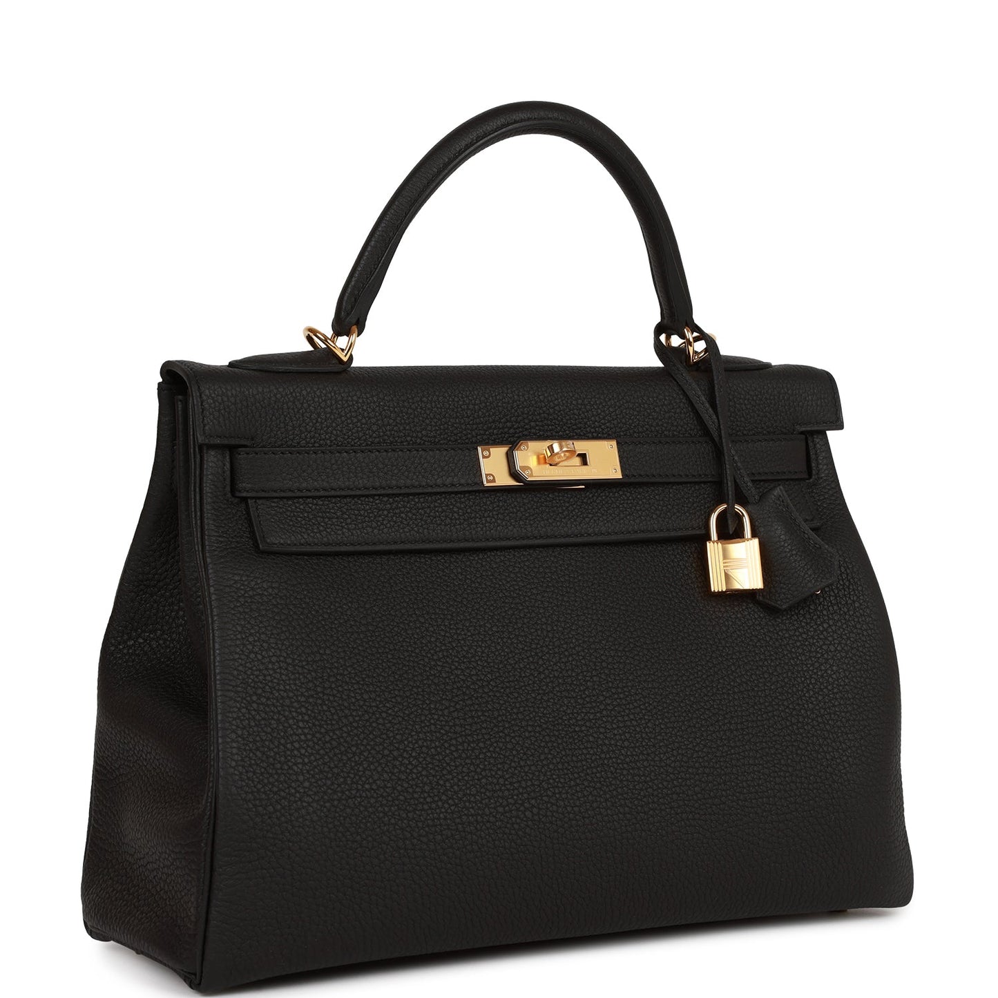 Hermes Kelly Retourne 32 Black Togo Gold Hardware