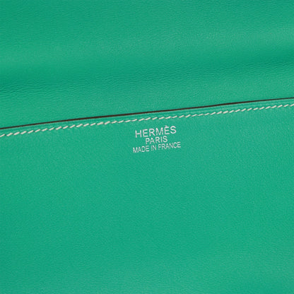 Pre-owned Hermes Kelly Flat 35 Lagoon Swift Palladium Hardware