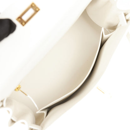 Hermes Kelly Retourne 25 White Swift Gold Hardware