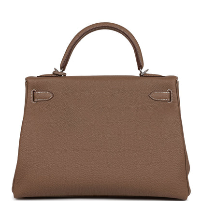 Hermes Kelly Retourne 32 Etoupe Togo Palladium Hardware