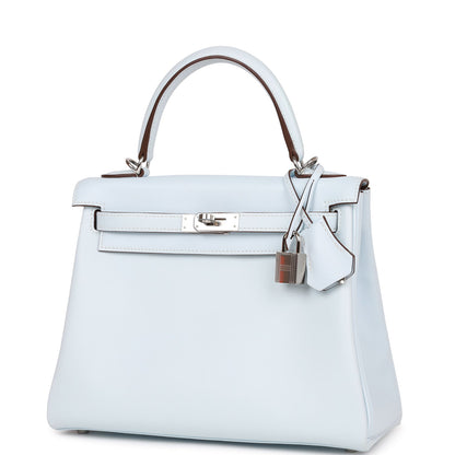 Hermes Kelly Retourne 25 Bleu Brume Swift Palladium Hardware