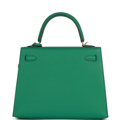 Hermes Kelly Sellier 25 Vert Vertigo Epsom Gold Hardware