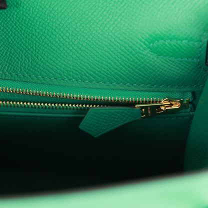 Hermes Kelly Sellier 25 Vert Vertigo Epsom Gold Hardware