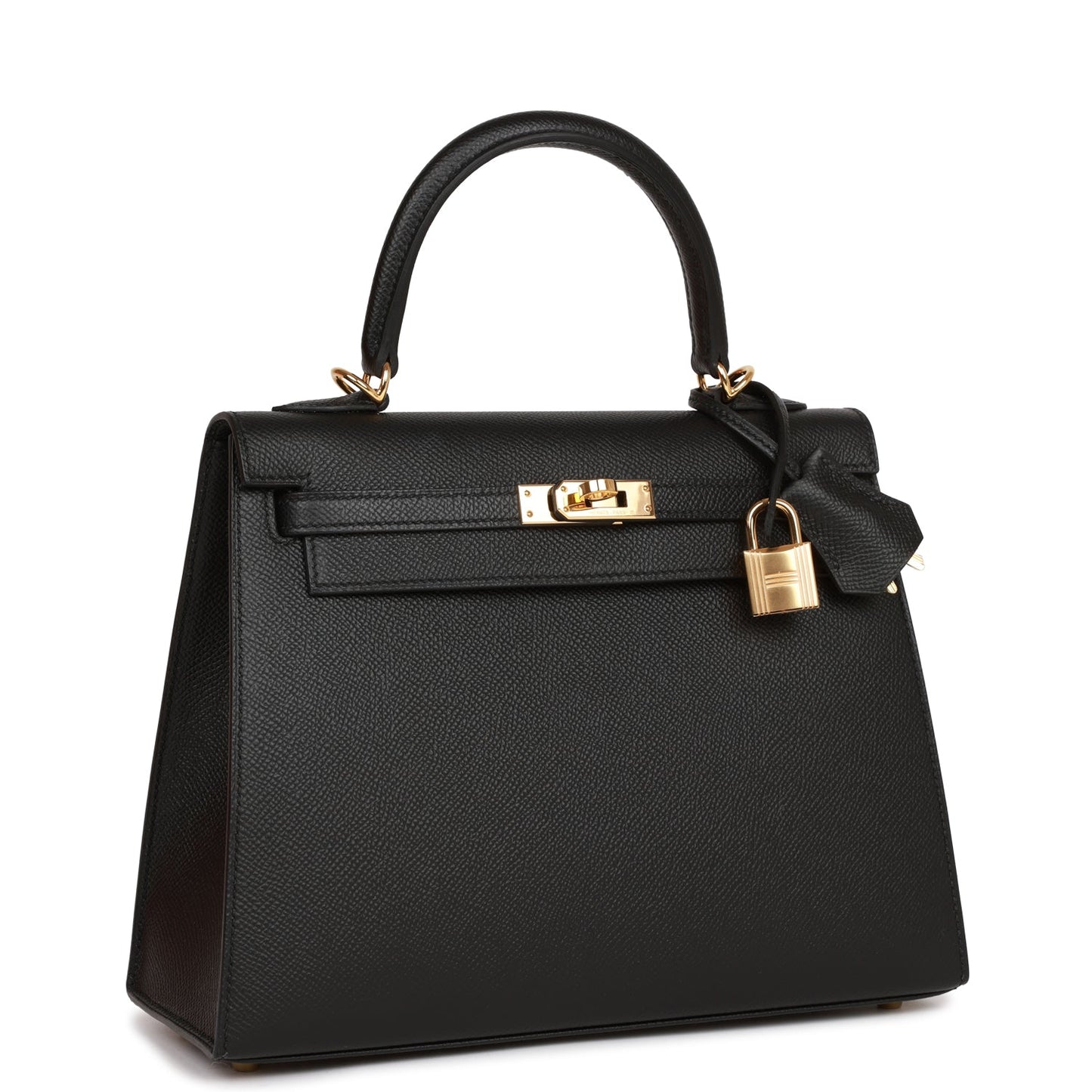 Hermes Kelly Sellier 25 Black Epsom  Gold Hardware