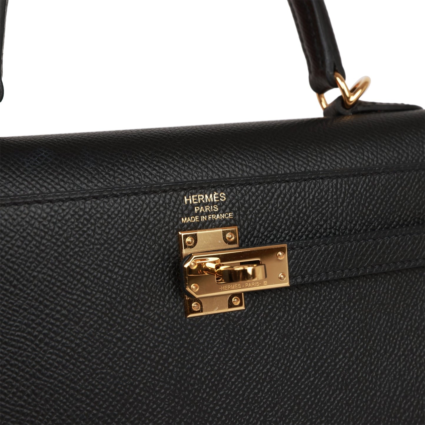 Hermes Kelly Sellier 25 Black Epsom  Gold Hardware