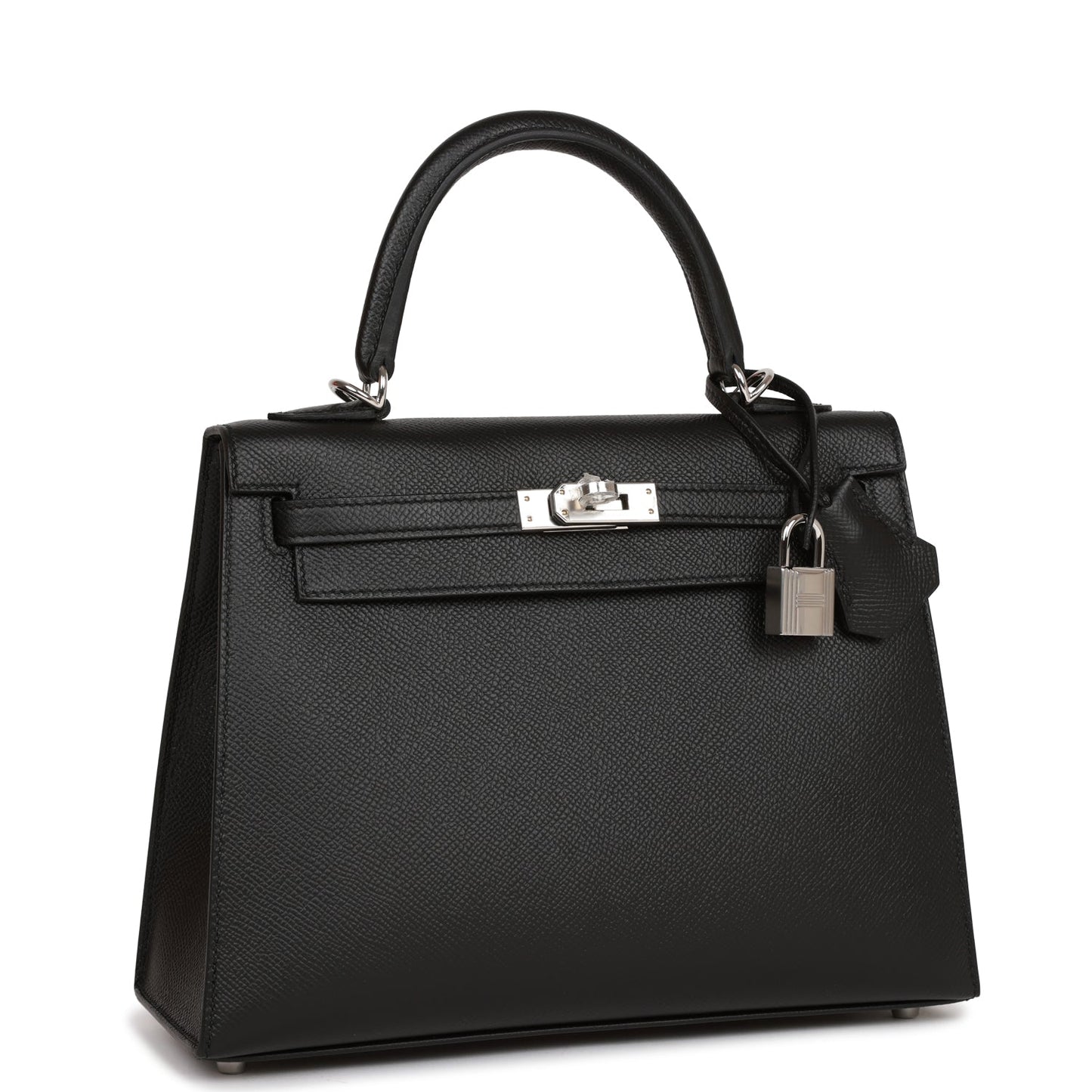 Hermes Kelly Sellier 25 Black Epsom Palladium Hardware