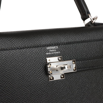 Hermes Kelly Sellier 25 Black Epsom Palladium Hardware