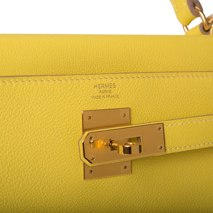 Hermes Kelly Retourne 28 Lime Evercolor Gold Hardware