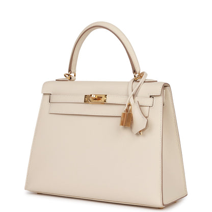 Hermes Kelly Sellier 25 Craie Epsom Gold Hardware