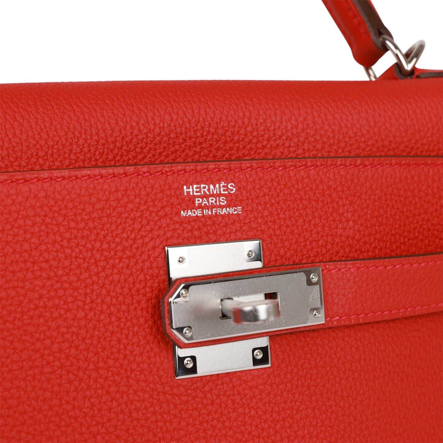 Hermes Kelly Retourne 32 Geranium Togo Palladium Hardware