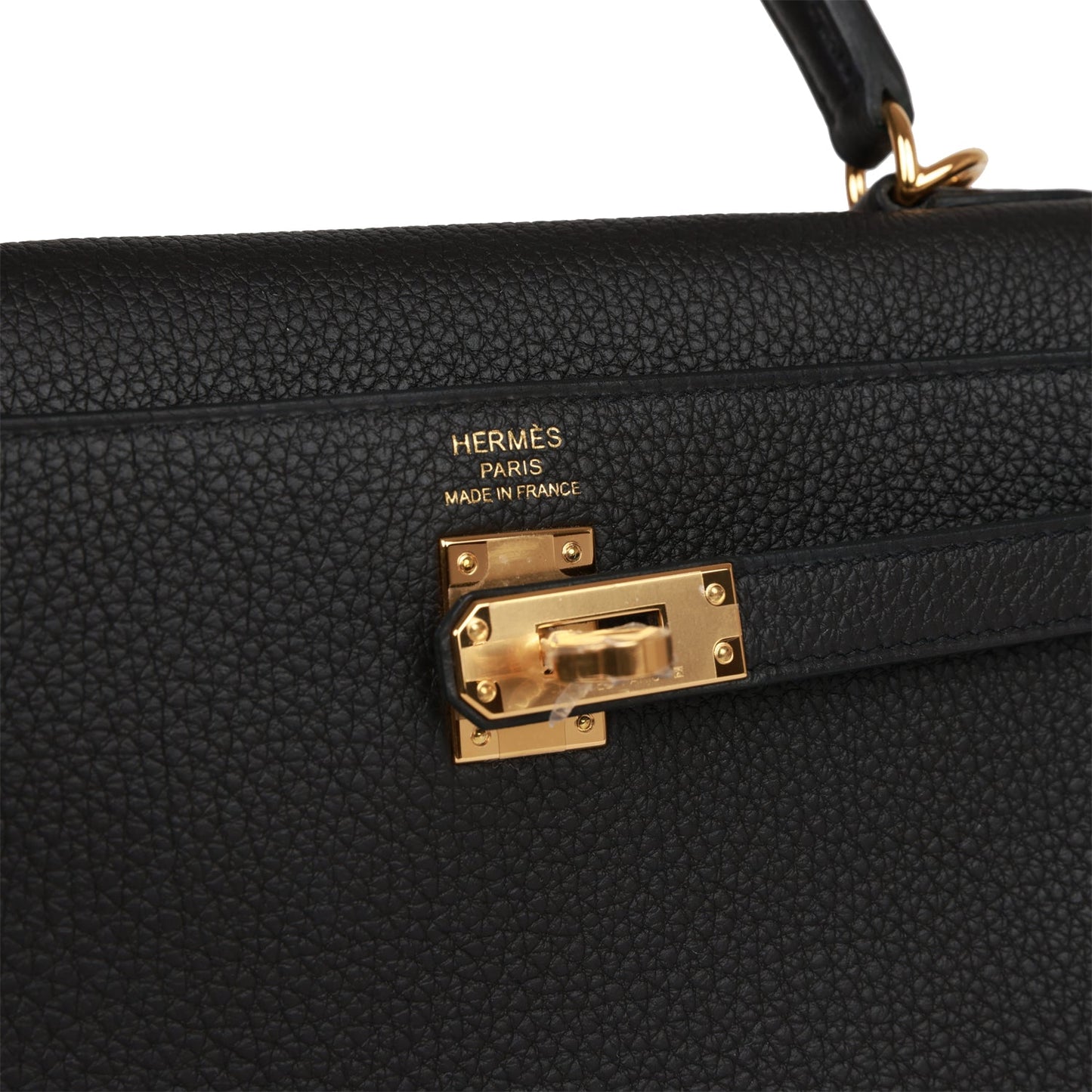 Hermes Kelly Retourne 25 Black Togo Gold Hardware