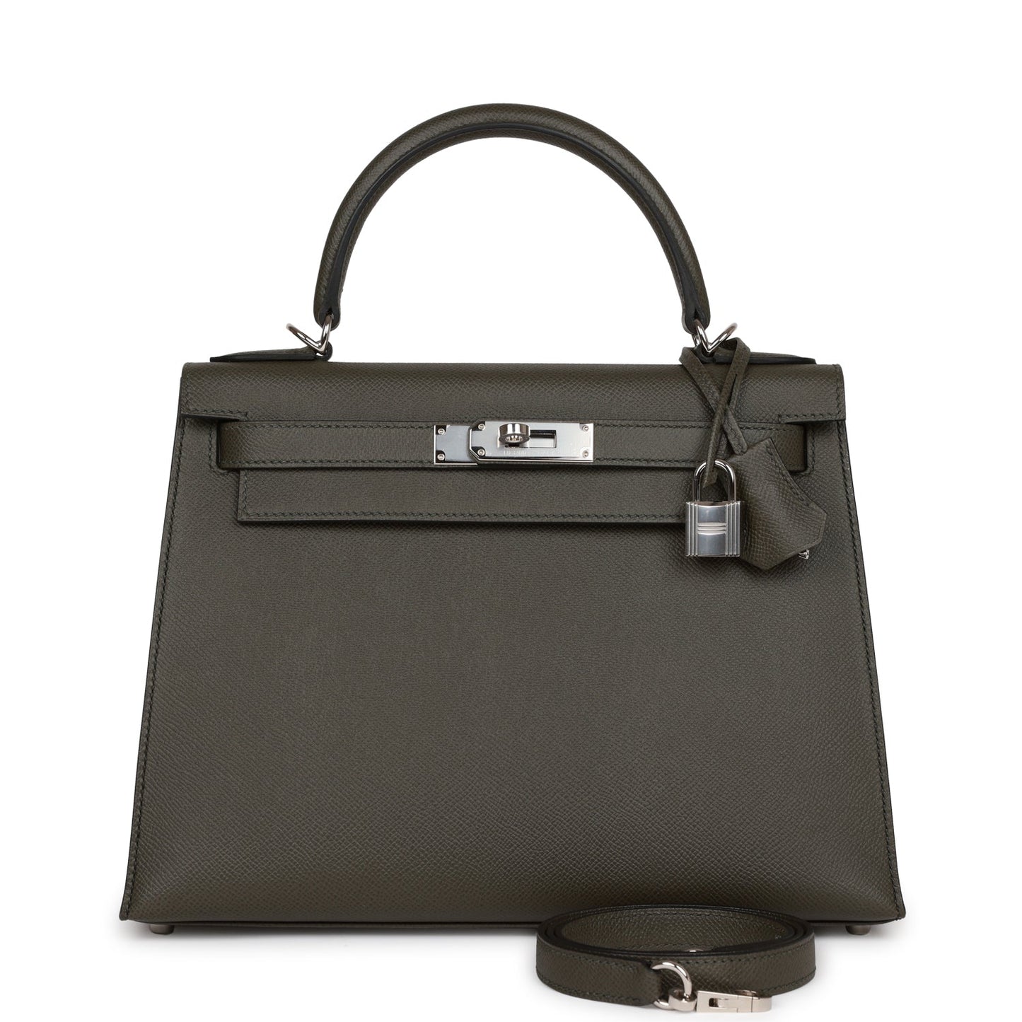 Hermes Kelly Sellier 28 Vert De Gris Epsom Palladium Hardware