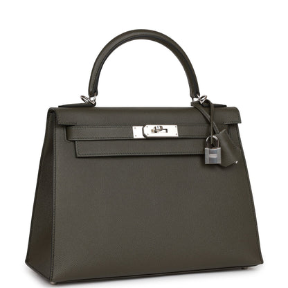 Hermes Kelly Sellier 28 Vert De Gris Epsom Palladium Hardware